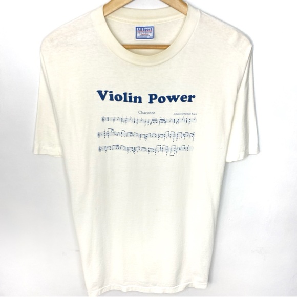Vintage Other - Vintage 80’s Violin Power Chaconne White Single Stitch T Shirt Made in USA Large